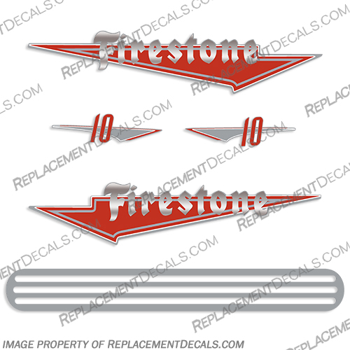 Firestone 1958 10hp Outboard Decal Kit firestone, outboard, decal, 10hp, 10, hp, 1958, 58