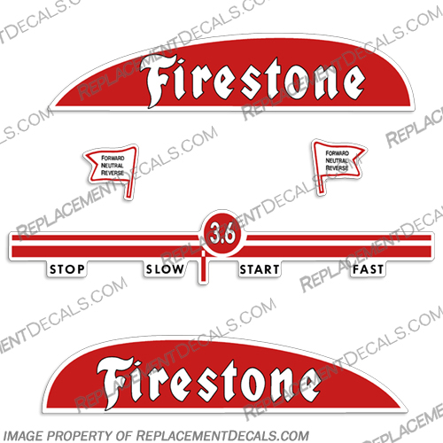 Firestone 3.6hp Outboard Decals - 1948-1951 firstone, 3.6hp, 3.6 hp, 3.6, outboard, decals, stickers, engine, vintage, motor, boat, 1948, 1949, 1950, 1951, 