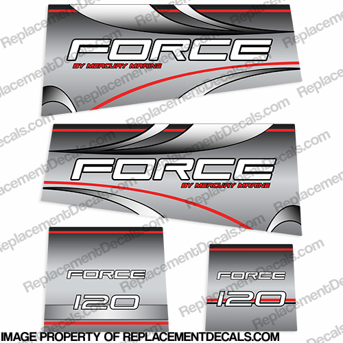 Mercury Marine Force 120hp Decal Kit - Silver INCR10Aug2021