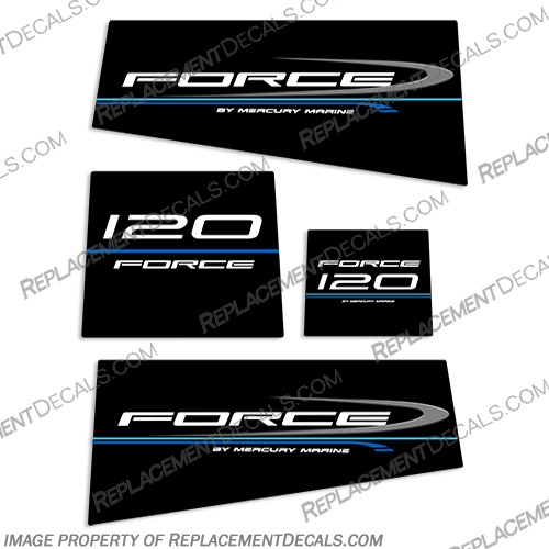 Mercury Marine Force 120hp Decal Kit 1995 1996 and Up Style  Mercury, Marine, Force, 120, 120hp, hp, horse, power, horsepower, Decal, Decals, Kit, 1995, 1996, up, style, and,