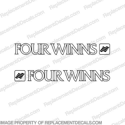 Four Winns Boat Decal (set of 2) Black/White fourwinns, four, winns, horizon, 200, boat, lettering. logo, decal, decals, stickers, 1991, Freedom, 195, INCR10Aug2021