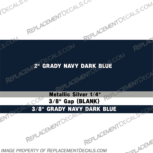 Boat Striping Grady White - Navy Metallic Silver Navy grady, white, gradywhite, striping, custom, 2, 3, color, stripes, navy, dark, blue, silver, boat, pinstripe,navy, metallic, silver
