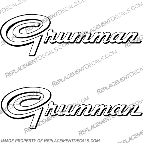 Grumman Boat Decals - Style 2 - (Set of 2)  grumman, boat, decal, decals, stickers, style, 2, style 2, outboard, motor, engine, name