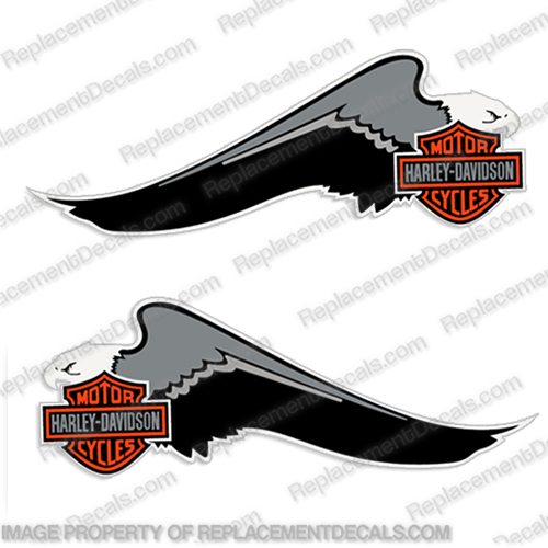 Harley-Davidson Fuel Tank Motorcycle Decals (Set of 2) - Eagle Wing  harley, harley davidson, harleydavidson, scroll, eighty five. eagle, wing, 85, 85, 1985, 1986, INCR10Aug2021