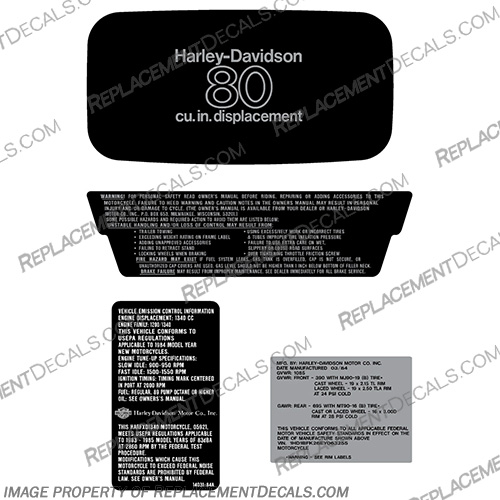 Harley Davidson FXSB Low Rider Information Decals - 1984 Harley, Davidson, Harley Davidson, frame, harley-davidson, harley_davidson, motorcycle, bike, emissions, emission, decal, sticker, air, filter, fxsb, displacement, vin, low, rider, 1984