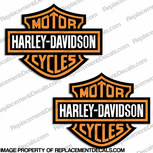 Harley-Davidson Bar and Shield Fuel Tank Motorcycle Decals (Set of 2) - Style 4 Harley-Davidson, bar, and shield, logo, emblem, decal, sticker, Decals,  gold, (Set of 2), Harley, Davidson, Harley Davidson, soft, tail, 1995, 1996, 96, softtail, soft-tail, softail, harley-davidson, Fuel, Tank, Decal, INCR10Aug2021