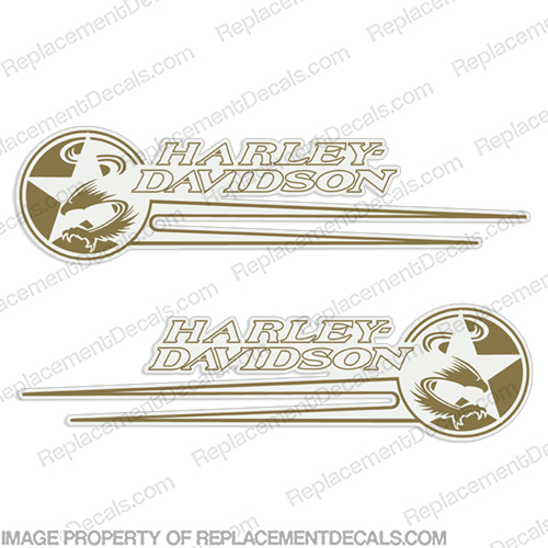 Harley Davidson Softail Gas Tank Decals -Gold (Set of 2) 1992-1993   harley, harley davidson, harleydavidson, fuel, 92, 93, 92, 92, 93, 93, 1992, 1993, fat, boy, soft, tail, softtail, INCR10Aug2021