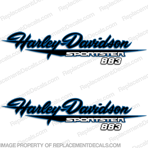 Harley Davidson Sportster 883 Decals Blue/Black (Set of 2)  harley, harley davidson, harleydavidson, fuel, 92, 93, 92, 92, 93, 93, 1992, 1993, fat, boy, sport, sportster, 883, 1448095, INCR10Aug2021