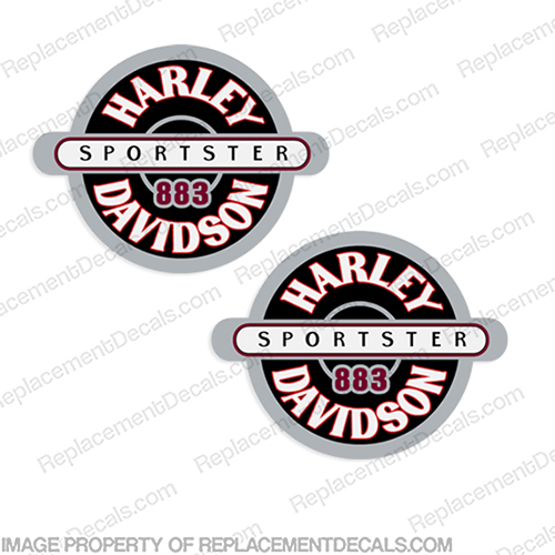 Harley-Davidson Sportster 883 Decals - Style 2  (Set of 2) Harley, Davidson, round, logo, decal,INCR10Aug2021