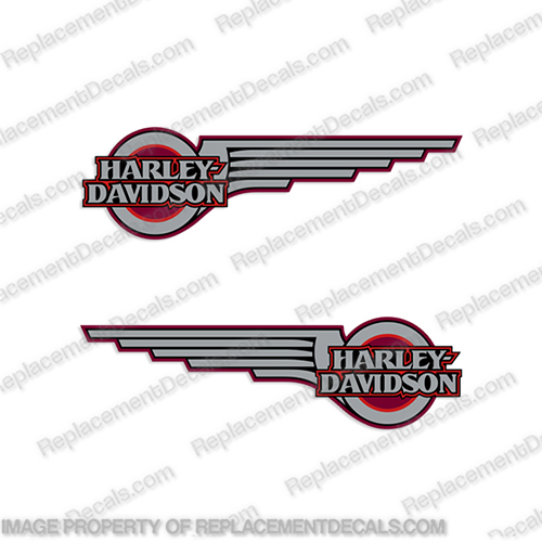Harley-Davidson Springer FXSTSI Tank Decals (Set of 2) -Red-Silver harley, davidson, decals, springer, fxstsi, motorcycle, fuel, tank, stickers, red, silver