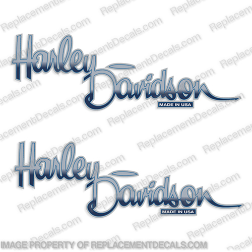 Harley-Davidson Fuel Tank Motorcycle Decals (Set of 2) - Style 13 (Blue) harley davidson, harley, davidson, INCR10Aug2021