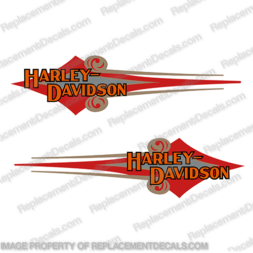 Harley-Davidson WINGS fuel tank decals Shovelhead Red & Gold