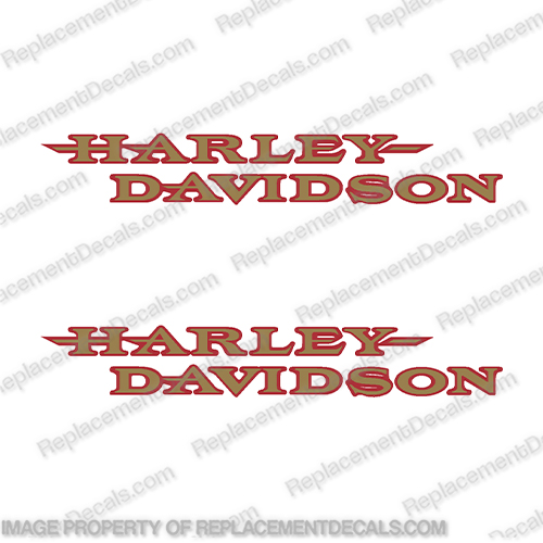 Harley-Davidson FXDL Dyna Low Rider Fuel Tank Motorcycle Decals (Set of 2) - 13604-01  Red - Gold harley, harley davidson, harleydavidson, davidson, fxdl, dyna, low rider, motor, cycle, fuel, gas, tank, label, emblem, decal, sticker, kit, set, style, 24, 13604-01, 13604