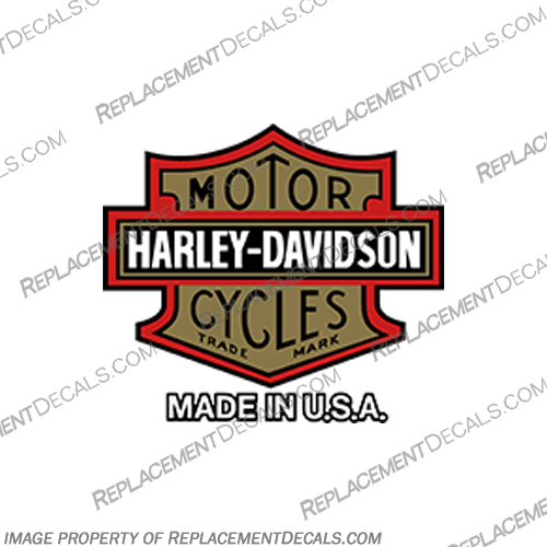 Harley-Davidson Bar and Shield Fuel Tank Motorcycle Decals (Single) - Style 2 Harley-Davidson, bar, and shield, logo, emblem, decal, sticker, Decals,  gold, single, Harley, Davidson, Harley Davidson, soft, tail, 1995, 1996, 96, softtail, soft-tail, softail, harley-davidson, Fuel, Tank, Decal, style 2, 