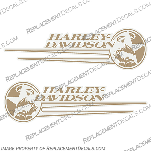 Harley Davidson Softail Gas Tank Decals -Gold Style 2 (Set of 2) 1992-1993   harley, harley davidson, harleydavidson, fuel, 92, 93, 92, 92, 93, 93, 1992, 1993, fat, boy, soft, tail, softtail, style, 2, gold, fatboy, 