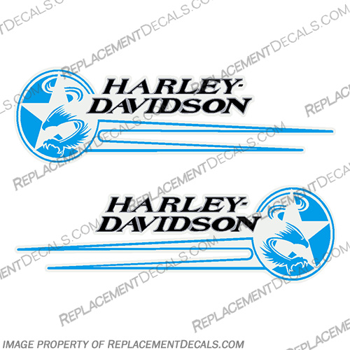 Harley Davidson Softail Gas Tank Decals -Blue/Silver/Black (Set of 2) 1992-1993   harley, harley davidson, harleydavidson, fuel, 92, 93, 92, 92, 93, 93, 1992, 1993, fat, boy, soft, tail, softtail, INCR10Aug2021