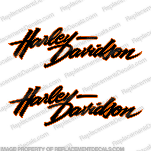 Harley-Davidson Sportster Black / Orange Decals (Set of 2) - 2000 Harley, Davidson, Harley Davidson, 13573-00, soft, tail, 2001, 01, softtail, soft-tail, harley-davidson, custom, sportster, sport, sporter, 883, INCR10Aug2021