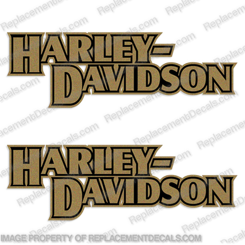 Harley Davidson Fuel Tank Decals (Set of 2) - Style 9 METALLIC GOLD / BLACK Harley, Davidson, Harley Davidson, nine, INCR10Aug2021, style, 9,