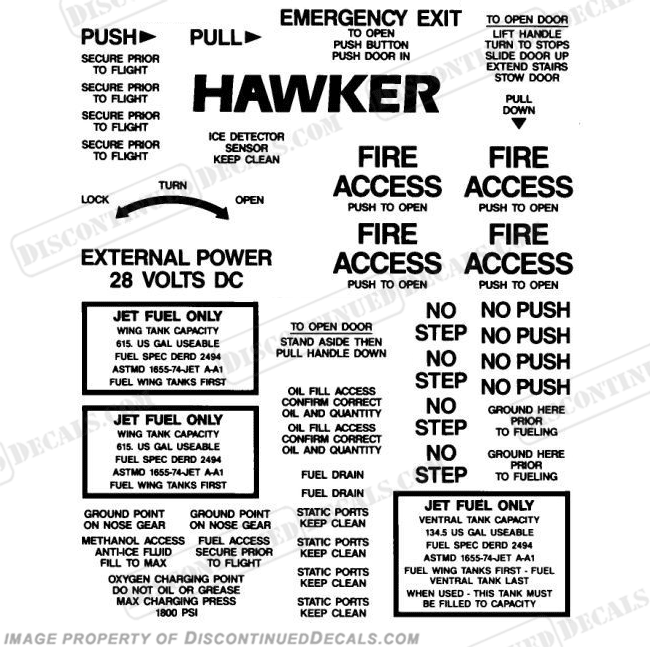 Hawker 500 Series Exterior Decal Kit - Black INCR10Aug2021