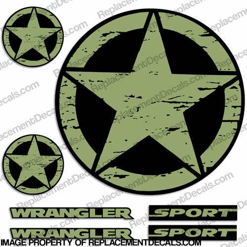 Jeep Wrangler Sport Military Star Decals - Any Color! INCR10Aug2021