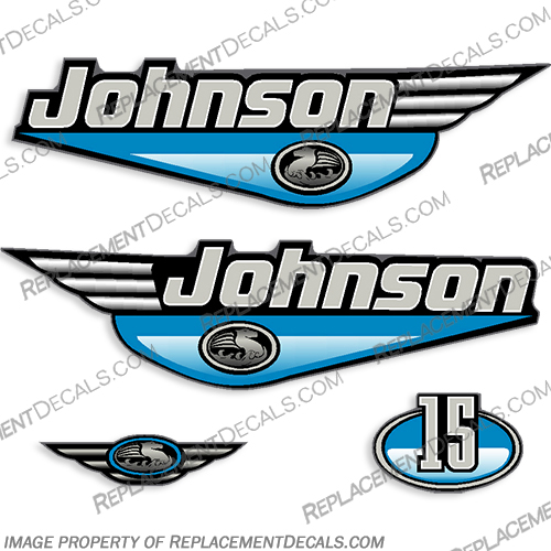 Johnson 15hp Decals - Blue johnson, outboard, outboards, engine, motor, decal, kit, set, ocean, pro, blue, 15, 15hp, hp, horsepower