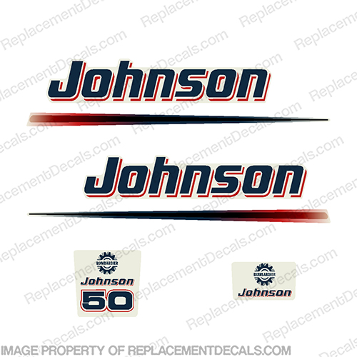 Johnson 50hp Decals 2002 - 2006  50, 2003, 2004, 2005, outboard, engine, decal, kit, set, INCR10Aug2021