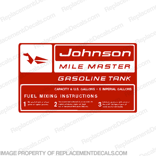 Johnson 1959 6 Gallon Gas Tank Decal INCR10Aug2021