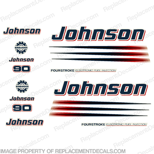 Johnson 90hp Fourstroke Decals (White Cowl) 2004+  90 hp, 90, 2004, 04, 05, 06, 07, 08, four-stroke, four, stroke, four stroke, 4 stroke, 4stroke, 4-stroke, INCR10Aug2021
