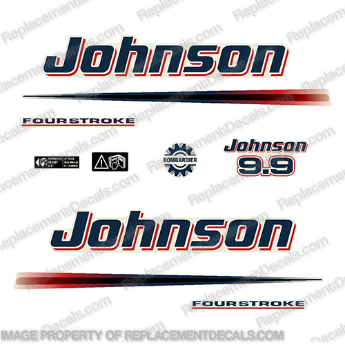 Johnson 1987-1988 9.9hp Outboard Decal Kit Discontinued Decal Reproductions!