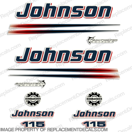Johnson 115hp Saltwater Decals (White Cowl) 2002 2003 2004 2004 2005 2006 INCR10Aug2021