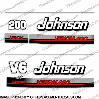 Johnson 200hp V6 Venom Decals - 1995 - 1996 INCR10Aug2021