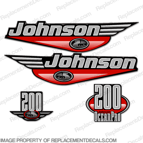 Johnson 200hp OceanPro Decals 1999 (Red) ocean, pro, ocean pro, ocean-pro, INCR10Aug2021
