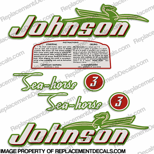 Johnson 1952 3hp Decals - Style A INCR10Aug2021