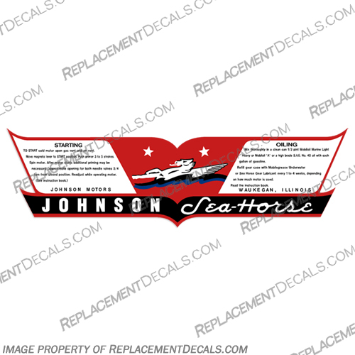 Johnson 4.2hp Sea Horse Decal Kit - DT37-DT38 (USA) johnson, seahorse, sea, horse, 4.2, hp, 4.2hp, decal, kit, stickers, 1937, 1938, vintage, engine, motor, 37, 38, 4.2 hp, DT37, DT38, dt37, dt38, USA
