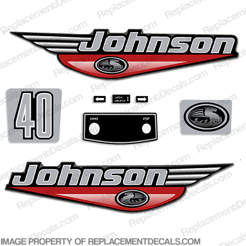Johnson 40hp Decals - 1999 - 2000 - Red INCR10Aug2021