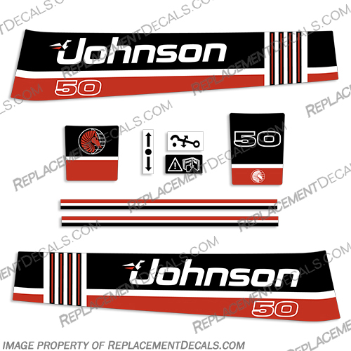 Johnson 50hp Sea Horse Decals - Early 1990s  johnson,decals,50,hp,1991,outboard,motor,stickers