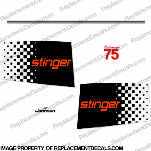 Johnson 1979 75hp Stinger Decals 79, 79, 75, johnson, stinger, decal, motor, engine, outboard, sticker, kit, set, INCR10Aug2021