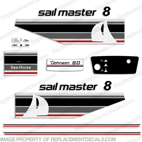 Johnson 8hp "Sail Master" Decals - 1982 8, 8 hp, sail-master, sailmaster, INCR10Aug2021