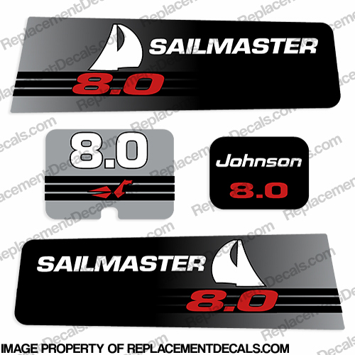 Johnson 1992 8.0hp Sailmaster Decal Kit INCR10Aug2021