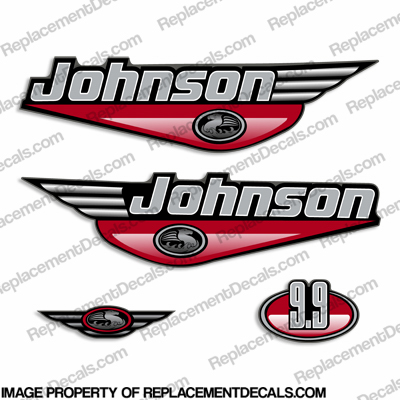 30 hp DECAL SET RED OUTBOARD  DECALS JOHNSON