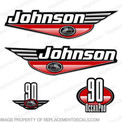 Johnson 90hp OceanPro Decals - Red ocean, pro, ocean pro, ocean-pro, INCR10Aug2021