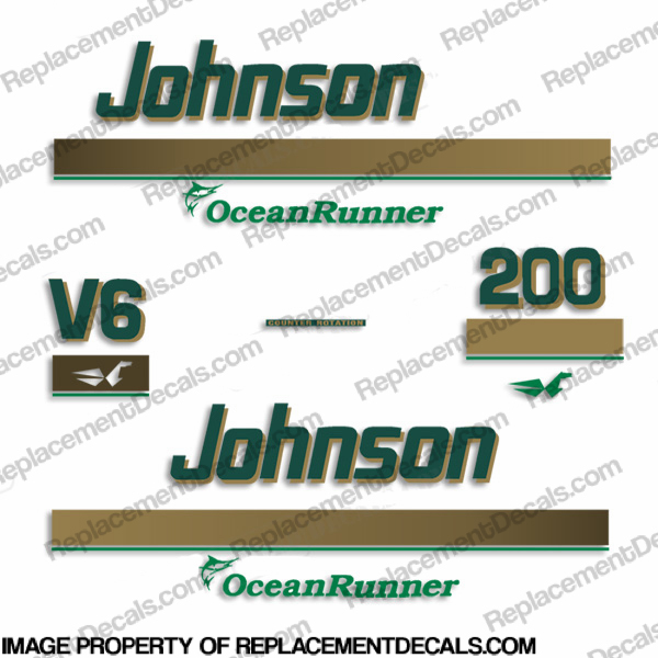 Johnson 200hp OceanRunner Decals - Gold/Green ocean runner, ocean-runner, INCR10Aug2021