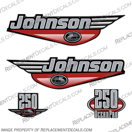 Red Decal Kit For Mercury 250hp Saltwater Series Outboard – 1999-2004 Fit