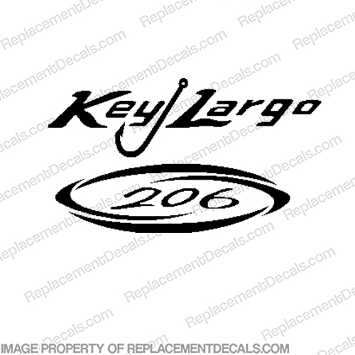 Key Largo 206 Boat Console Decal - Black keylargo, 206,INCR10Aug2021