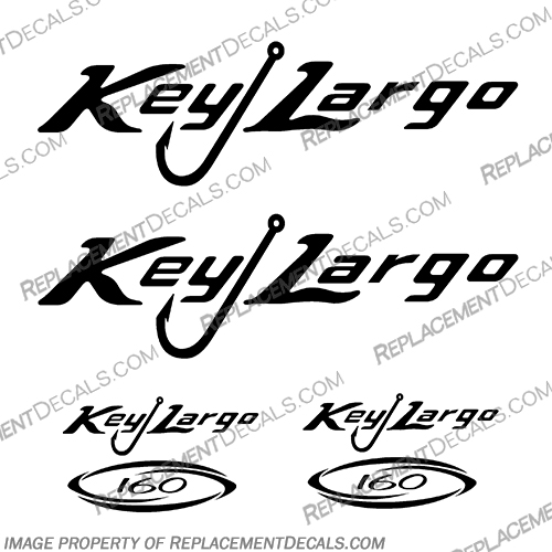 Key Largo 160 Boat Decal Package - Black keylargo, key, largo, 160, boat, decal, package, decals, black, 