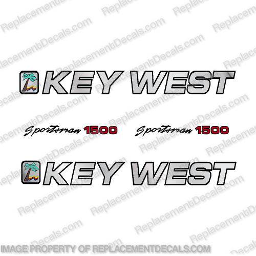 Key West Sportsman 1500 Chrome / Red Boat Decals sportsman, sports, man, sportman, sportsmen, key, west, keywest, boat, boats, decal, sticker, kit, set
