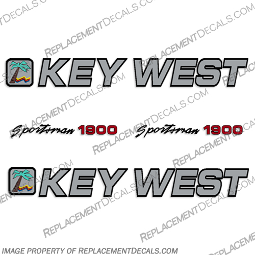 Key West Sportsman 1900 Chrome / Red Boat Decals sportsman, sports, man, sportman, sportsmen, key, west, keywest, boat, boats, decal, sticker, kit, set