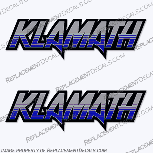 Klamath Boat Logo Decals - Silver/Blue (Set of 2) Klamath, Boat, Logo, Decal, Decals, Silver, Blue, Silver/Blue, set, of, 2, two,