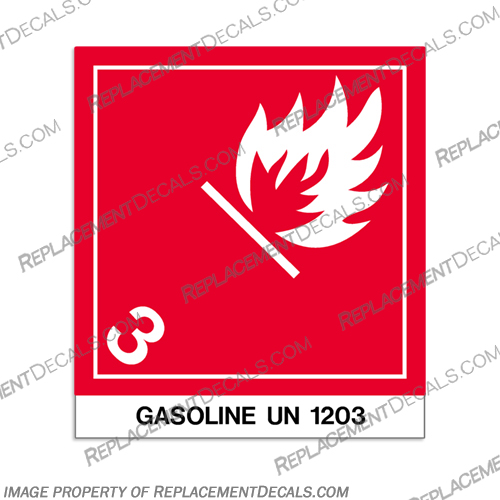 Gasoline UN 1203 Flammable Label  gasoline, un, UN, 1203, flammable, label, sticker, decal, warning, single, 
