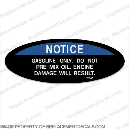 Warning Decal - Gasoline Only INCR10Aug2021